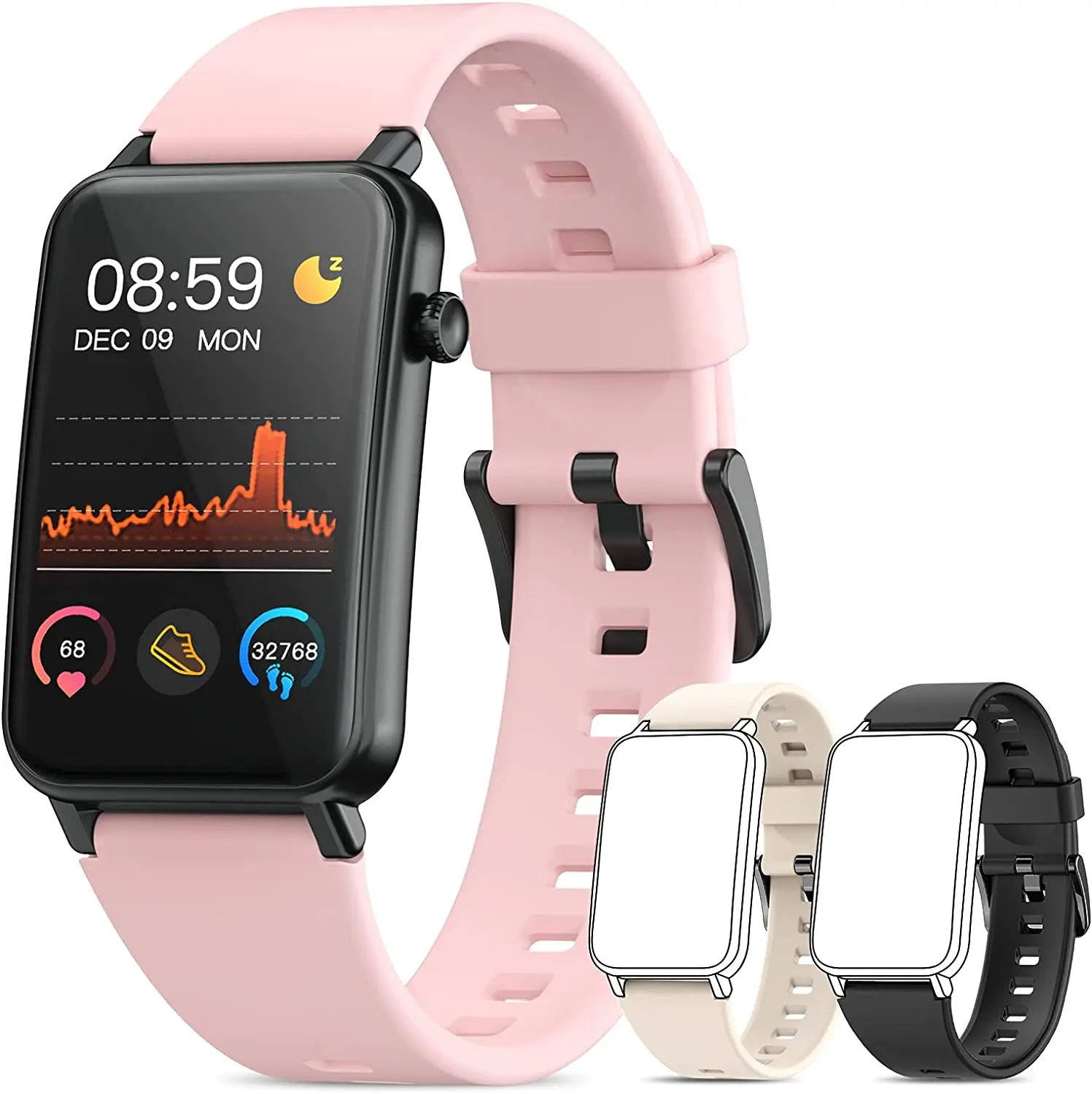 NAIXUES reloj inteligente para hombre y mujer, pulsera con pantalla curva  de 1,57 pulgadas, e iOS para teléfonos Android, con 2 bandas  adicionales|Relojes inteligentes| - AliExpress