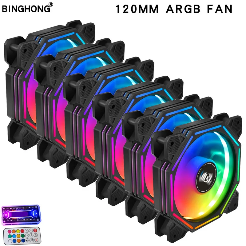 Ventilador do Computador Rgb Ventilador de Refrigeração 6pin Cor Case do Computador Ventilador de Refrigeração Remoto 5v 12cm Ventilador 120 mm Case