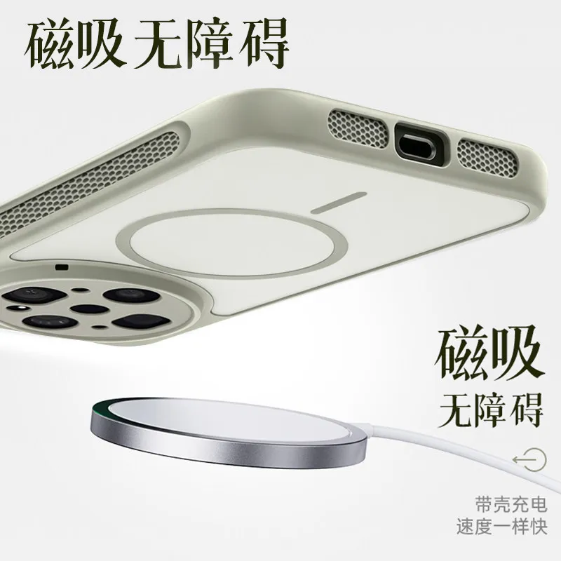 Luxury Magnetic Heat Dissipation Matte Transparent Phone Cover with Shockproof Bumper