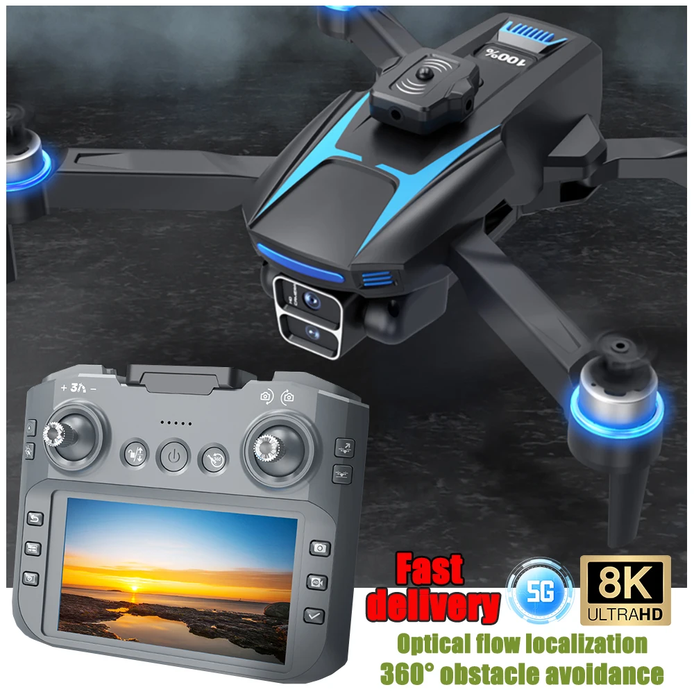 LF666 Brushless Drone 360&deg; Obstacle Avoidance Optical Flow + 5G Map Transmission Quadcopter with 4.5 Large Screen Remote Contro drone quadcopter rc helicopter