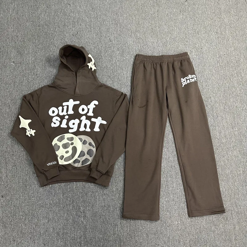 

BROKEN PLANET Hoodie Casual Wear Matching Couple Outfits Foam Printing Loose Sports Hoodie Black Fashion Wear streetwear Moon