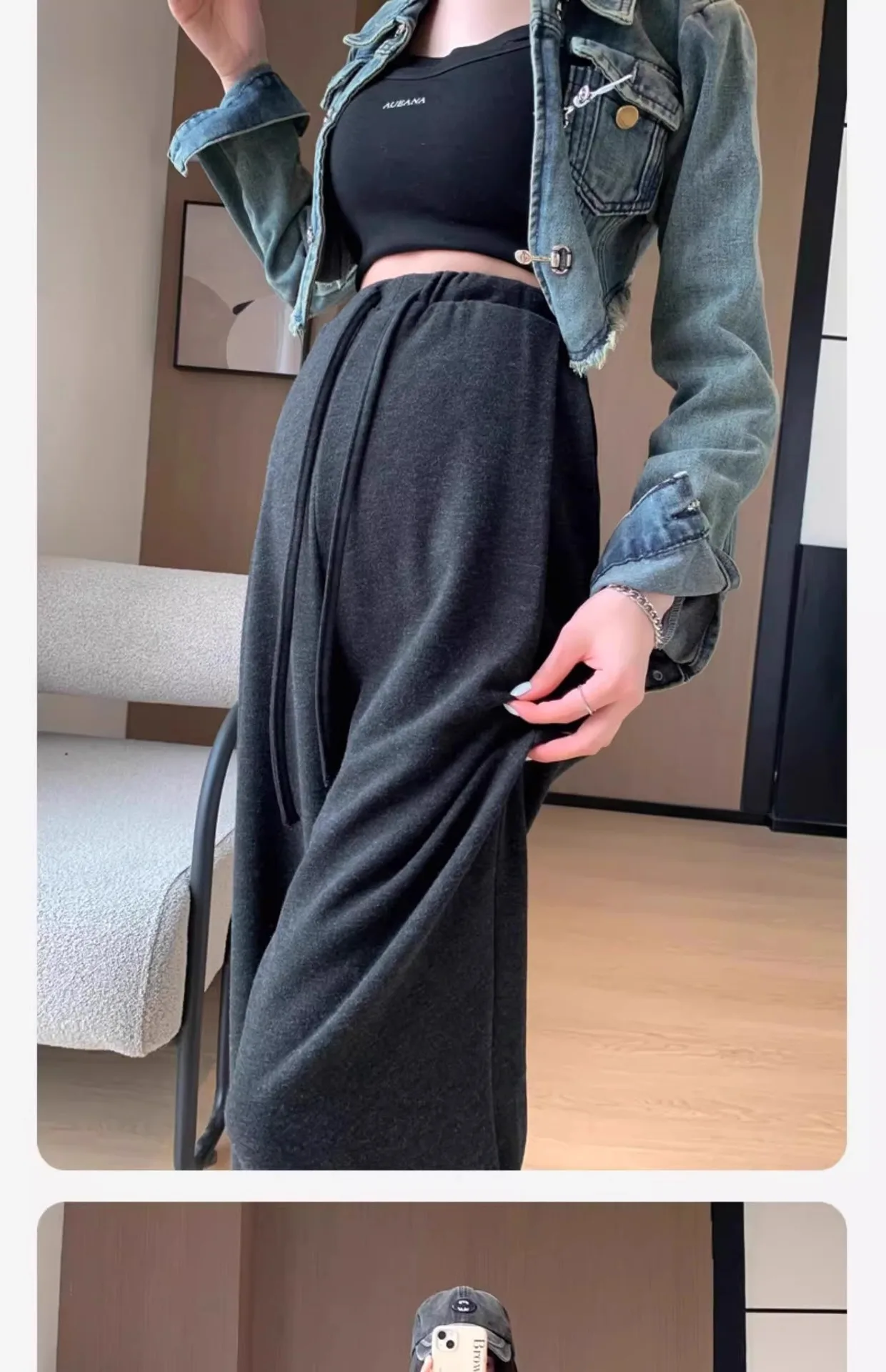 Umstandshosen Frühlings- und Herbstmodelle Hosen mit weitem Bein ohne Babykleidung Umstands-Freizeithosen Große Klebreishosen – Detail 27