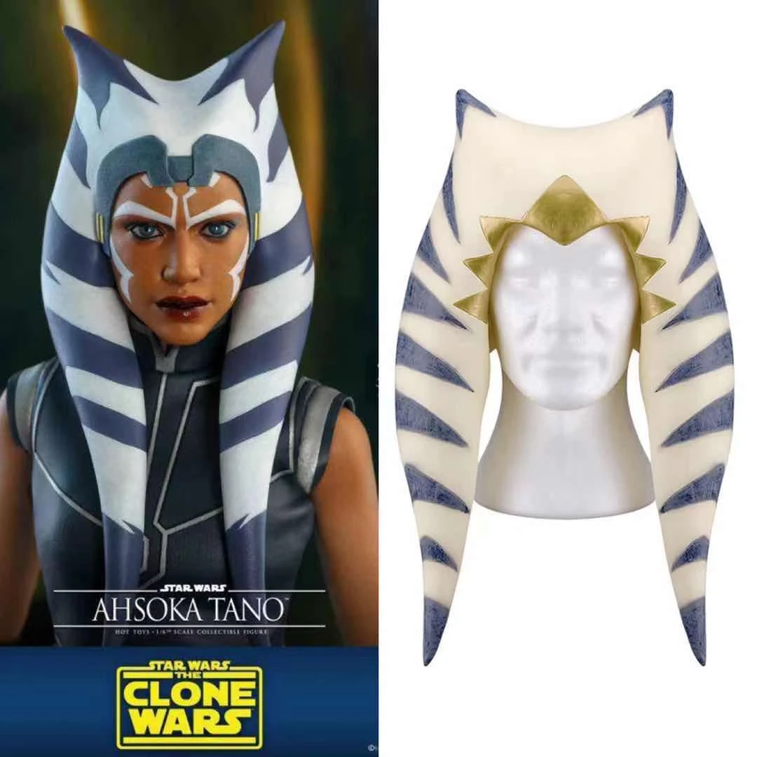 Star Wars Ahsoka Tano Anakin Cosplay Latex Mask Helmet Halloween Party