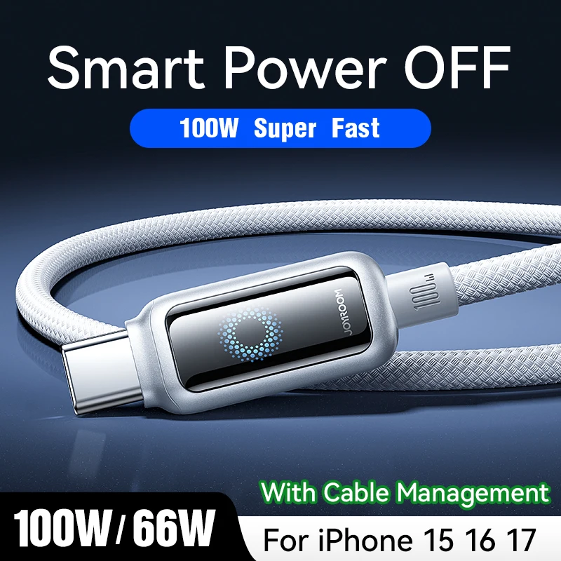 รูปสินค้า สายชาร์จ Joyroom USB-C 100W ชาร์จเร็ว ปิดอัตโนมัติ สำหรับ iPhone 16 Pro Max & Samsung Galaxy