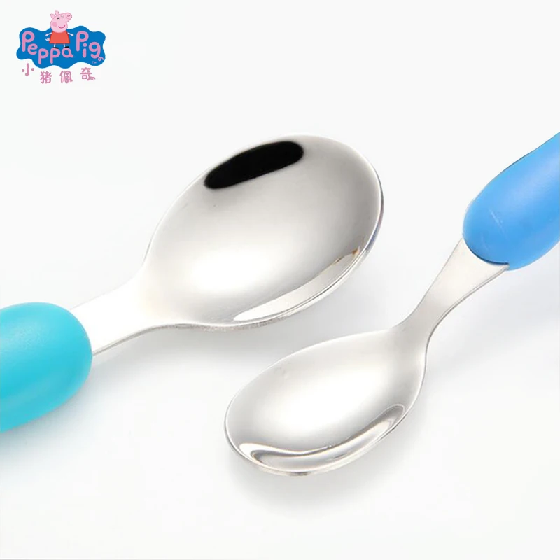 Peppa Pig Fork Spoon Tableware 304 Stainless Steel George Pig Dad Mom Children Playing House Simulated Toys Anime Figure Gifts cartoon toy