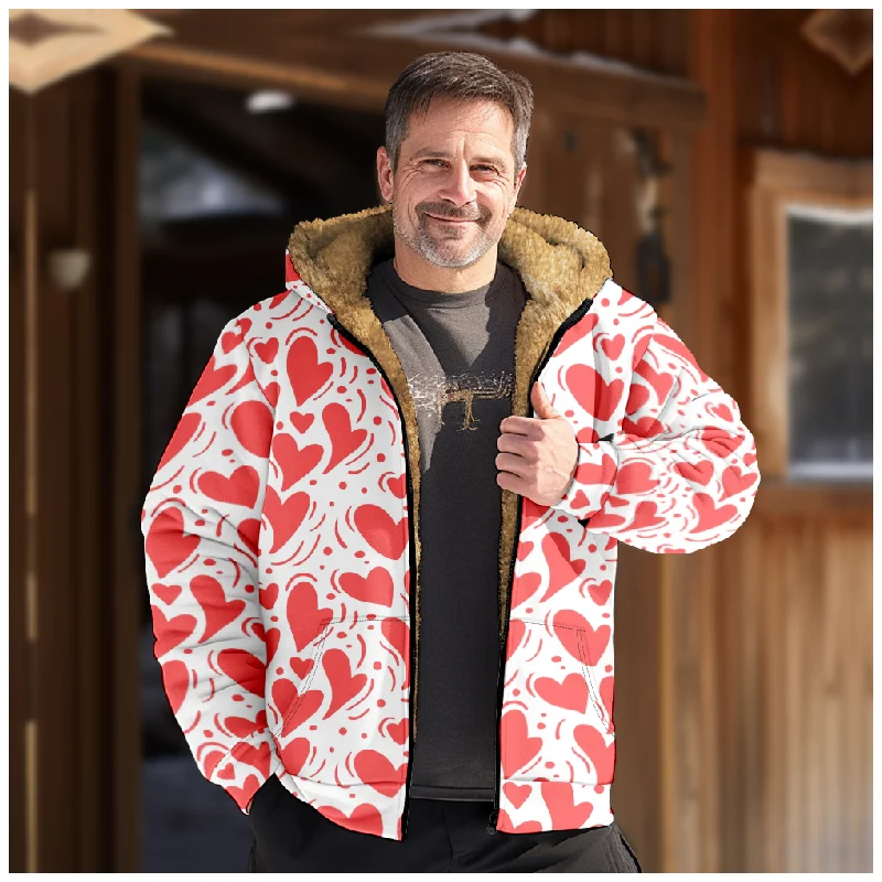 

New Love Cotton Coat Hooded Sweater Casual Print Long Sleeve Zipper Sweater Thick Cotton Coat Winter a03