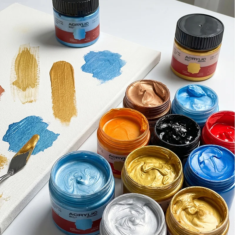 100ml Golden Pearlescent Acrylic Paint - Waterproof Metallic Pigment