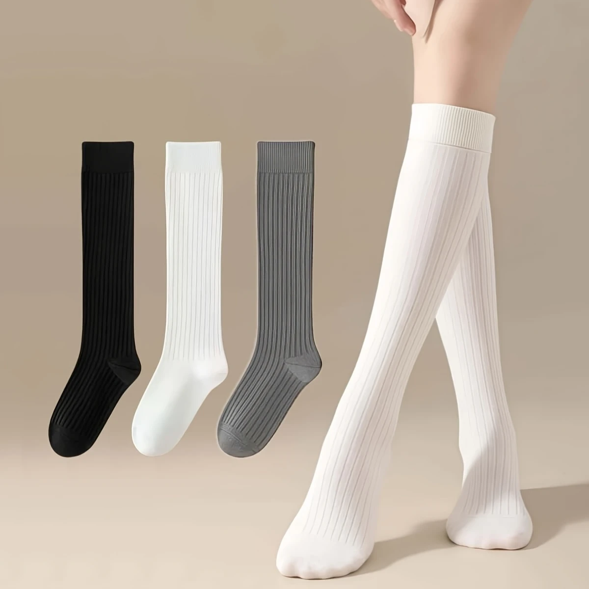 Women's Solid Color Breathable Casual Socks - Fashionable and Comfortable
