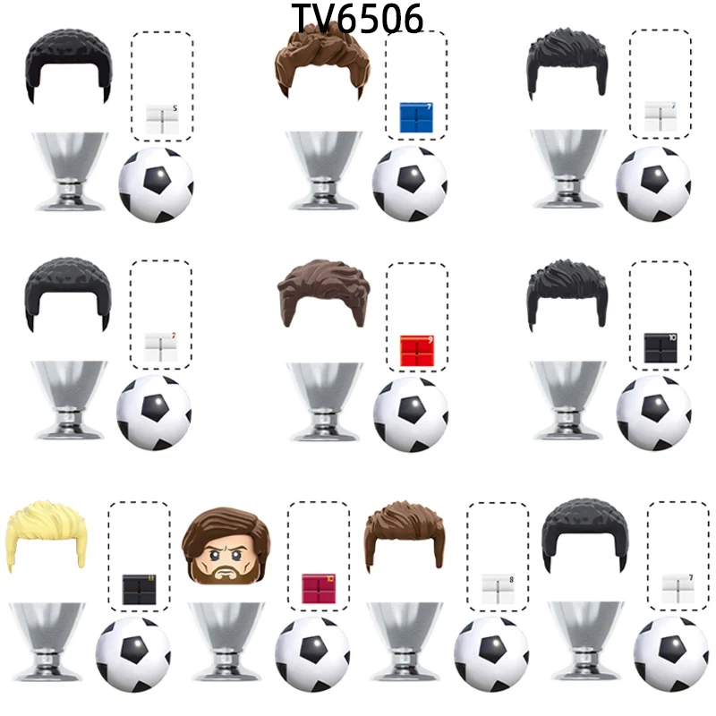 유명한 축구 선수 스타 넘버 5, 7, 9, 10, 11, 8 모델 블록 MOC 브릭 세트..