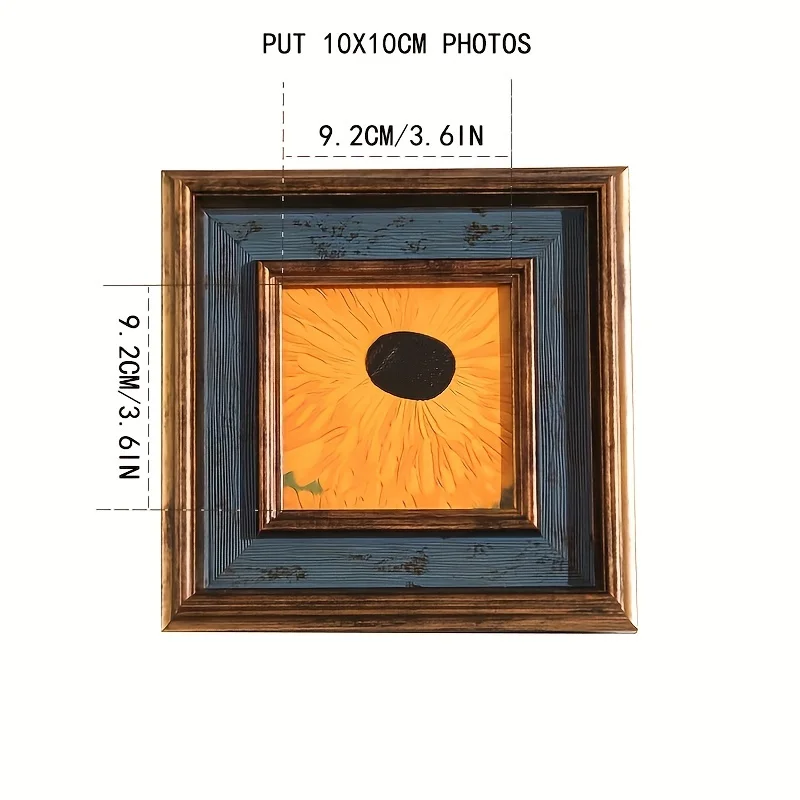 Photo Frame American Retro Desktop Set Square Family Pet Couple Creative Gift Commemorative Small Wood Photo Frame