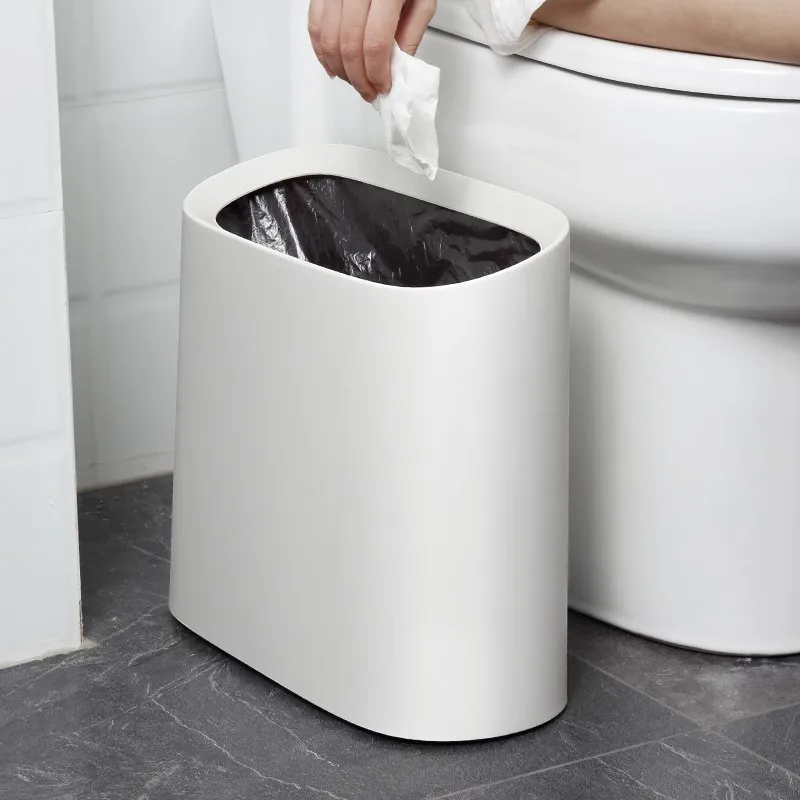 

10L Trash Can Household Trash Can Kitchen Trash Bin Toilet Waterproof Narrow Seam Storage Bucket Bathroom Kitchen Accessories