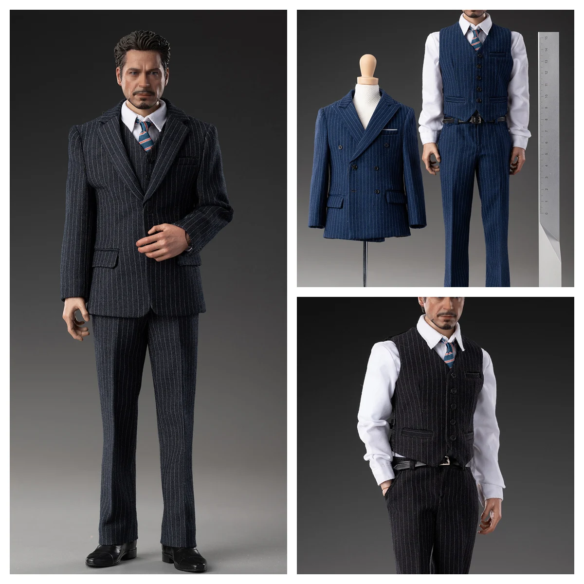 

1/6 Scale Action Figure Doll Clothes Accessories Gentleman Striped Suit Outfit For 12" Collectible Male Figures Model Toy B601