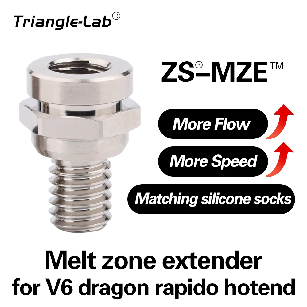 Trianglelab ZS®-MZE™ Melt zone extender High flow high speed ZS-MZE for V6 dragon rapido hotend CHC KIT V6 heatblock VORON DDE