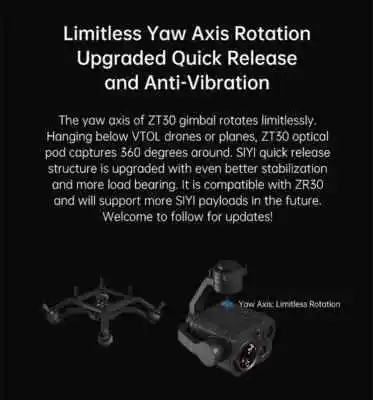SIYI ZT30 Caméra Zoom 4K Laser 1.2km pour Drone