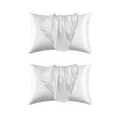 Luxurious Silk Pillowcase for Hair and Skin - Silky Satin Comfort and Elegant Home Decor (2pcs white)