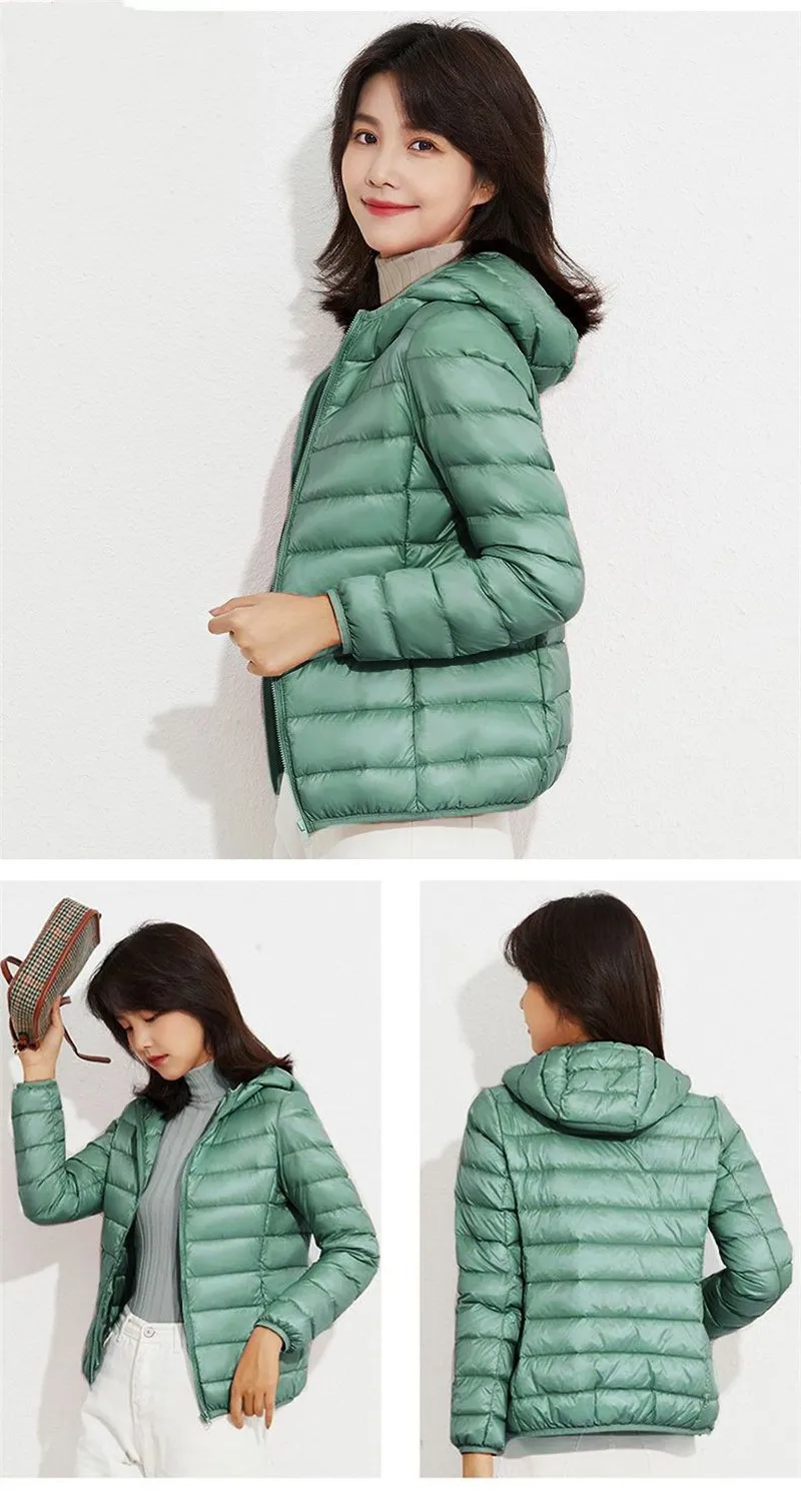 Down Jacket Ladies Spring Autumn Winter 2026 New Large Size Short Cotton Jacket Cardigan Hooded Outerwear Down Coat Women Parkas