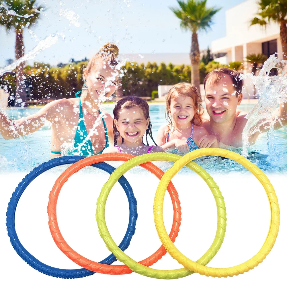 4pcs Portable Throwing Diving Toy Underwater Training Kids Summer Diving Rings Water Toy Beach Pool Accessories