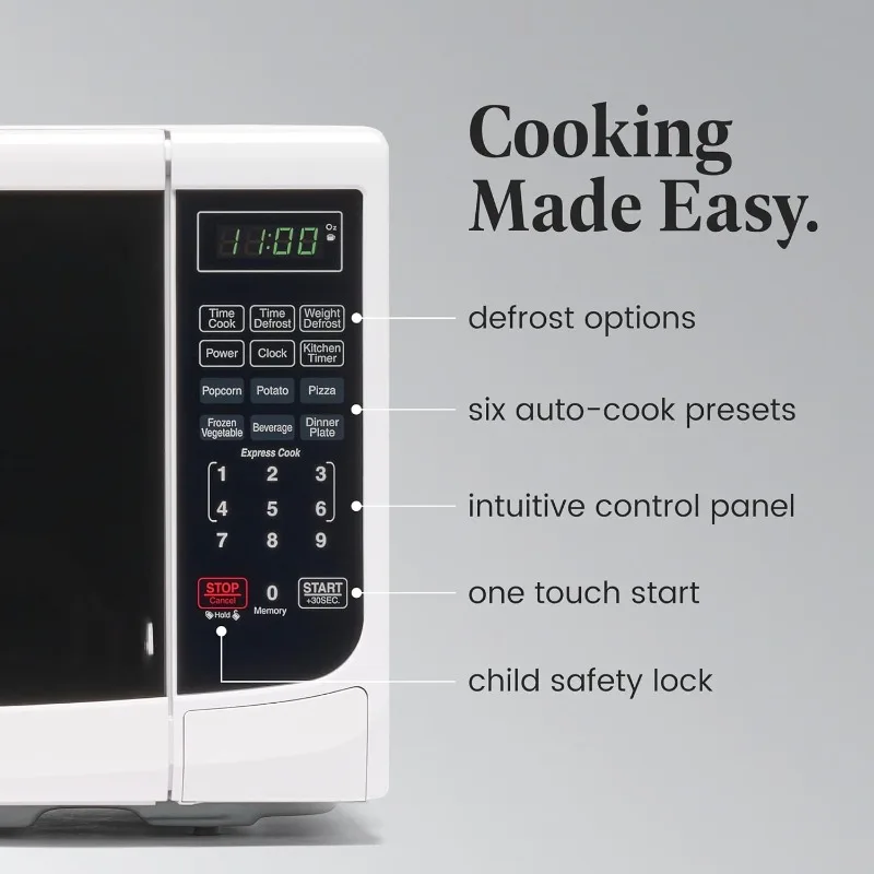 Countertop Microwave 700 Watt, Cubic Feet - With LED Lighting and Child Lock - Perfect for Apartments and Dorms - Easy to Clean 2