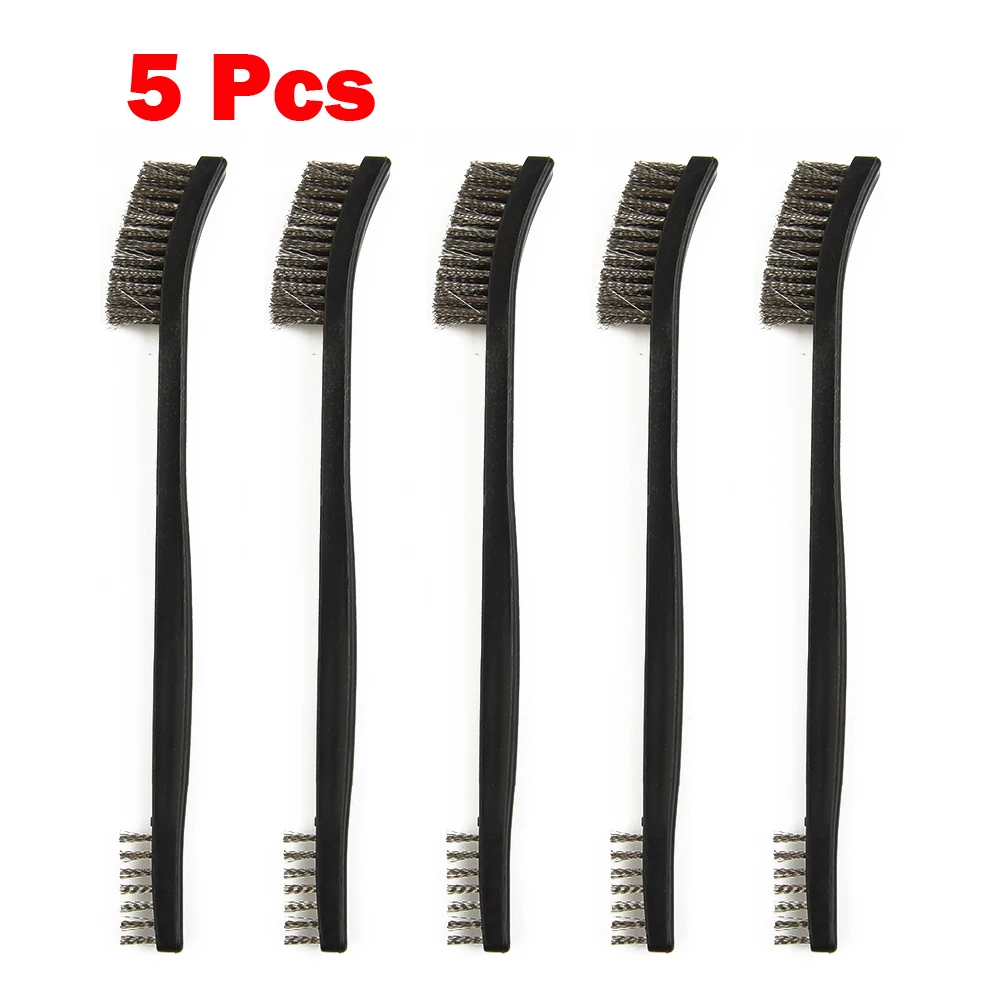

Hand Tool Workshop Equipment Double Head Wire Brush Set Steel Brass Nylon Polishing Metal Rust Cleaning And Light Scrubbing 5pc