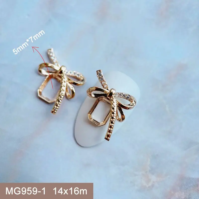 10 stücke Luxus Hohl Tropfen Bogen Schlange Zirkon Kristalle Metall Nägel Schmuck Dekorationen Nail art Zubehör Charms Teile Liefert – Detail 37