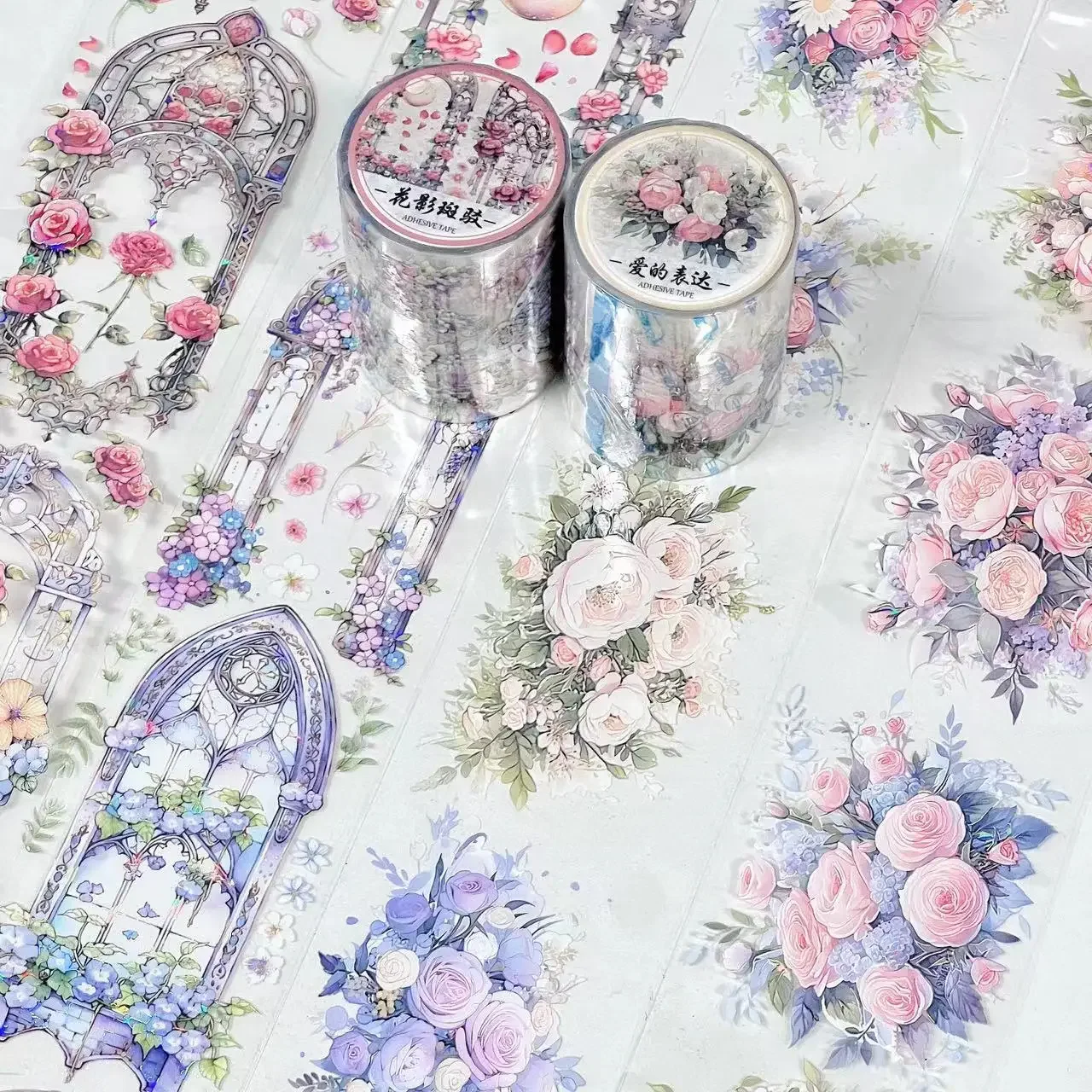 Flower Plant PET Decorative Masking Tape 2M/Roll Aesthetic Collage Landscape Stickers Scrapbooking Journal Stationery