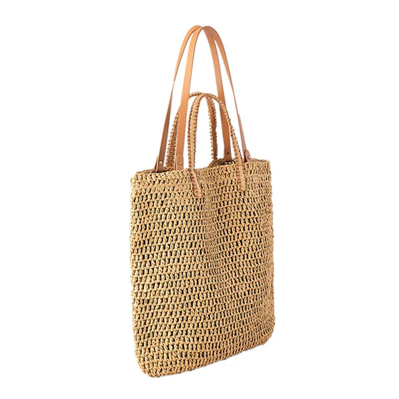 Woven Bag Women's Bag Summer Simple Big Bag Woven Bag Seaside Vacation Beach Bag Straw Woven Bag Crochet Shoulder Bag