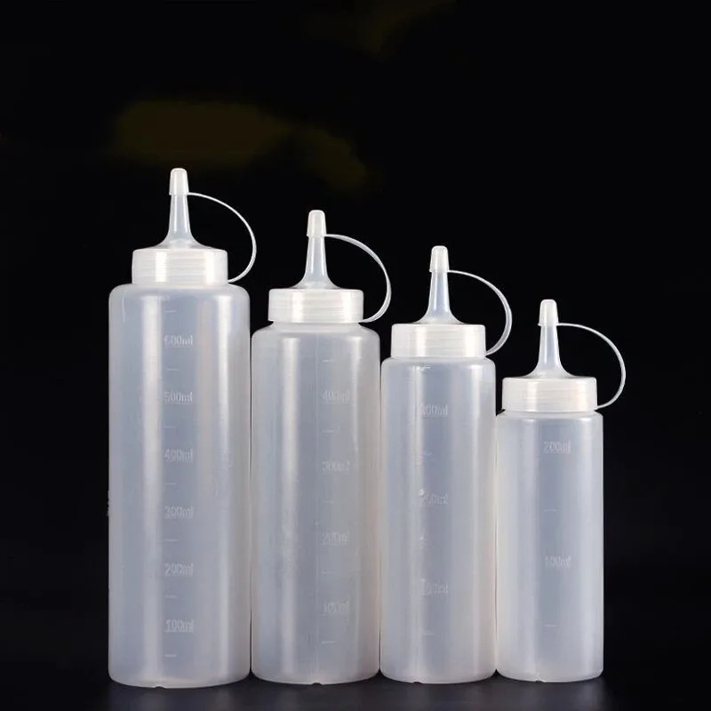 1PC White Plastic Squeeze Bottle With Cap Dispenser Bottle Bread Dessert Baking Accessory Cake Decorating Kitchen Gadget Tool