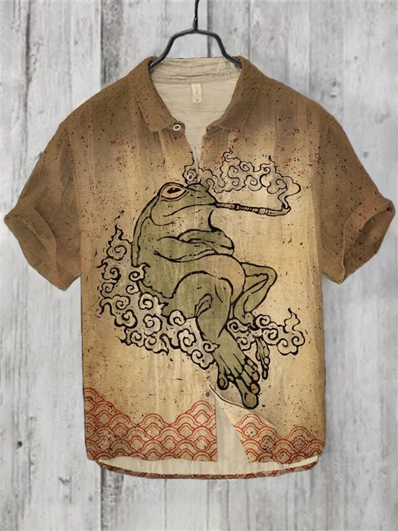 Ink And Pine Japanese Art Print Linen Shirt