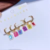 Yakemiyou 6pcs Multicolor Zircon Crystal Rectangle Huggie Hoop Earrings Set Luxury Women Jewelry 3