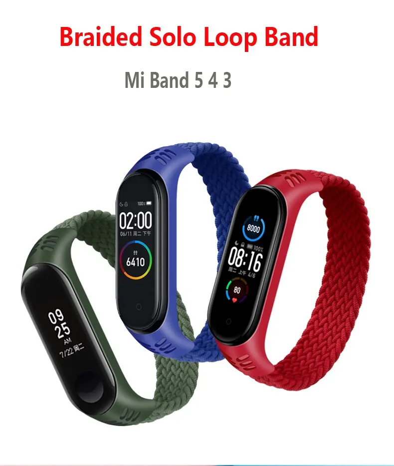 Geflochtenes Solo-Loop-Armband für Xiaomi Mi Band 7, 6, 5, 4, 3, NFC-Nylon, Ersatz-Gürtelarmband, Armband Correa Mi Band 4, 5, 6, 7-Armband – Detail 3