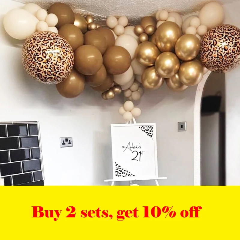 66 Stück Kaffee Sand Chrom Gold Ballon Set Panther Leopard Helium Ballons Babyparty Geburtstag Party Dekorationen – Detail 1