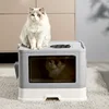 1pcs Large fully enclosed cat litter box with folding drawers for odor removal, cat toilet with extra-large splash-proof design