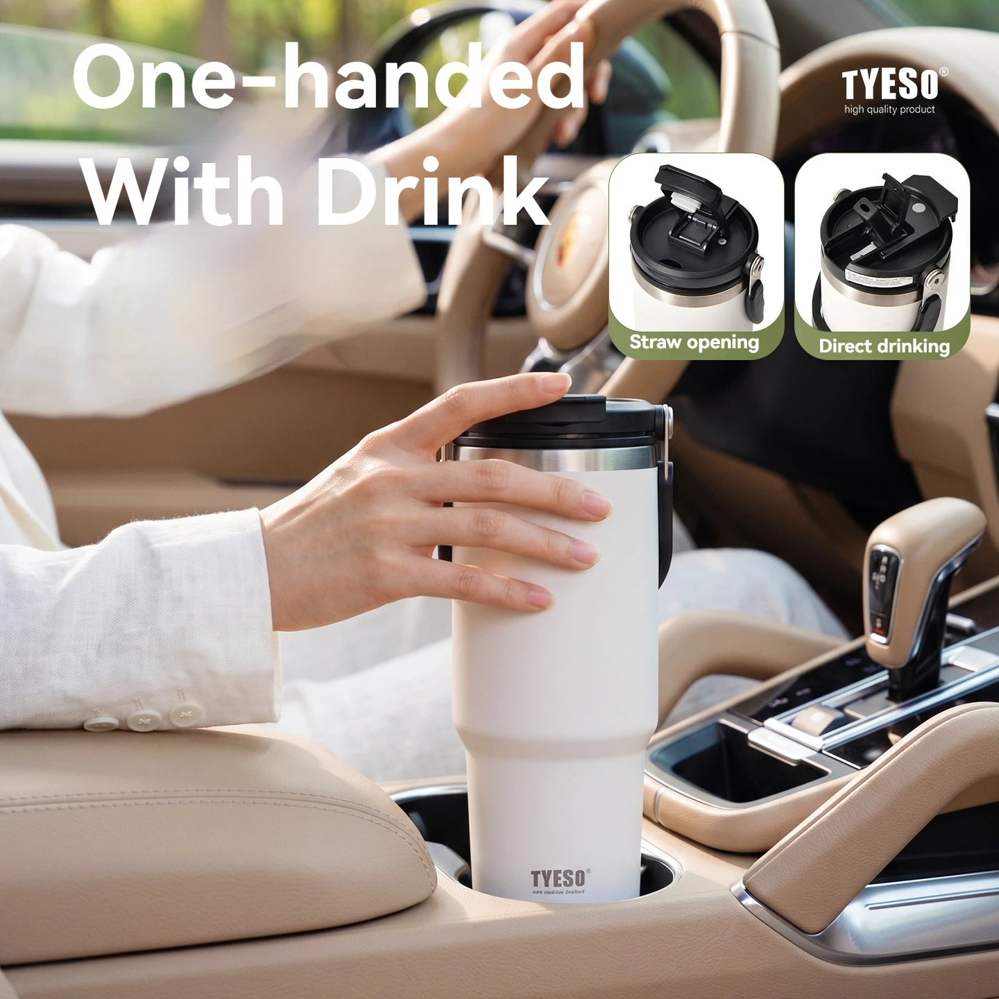 Tyeso Premium Stainless Steel Insulated Travel Mug and Thermo Bottle