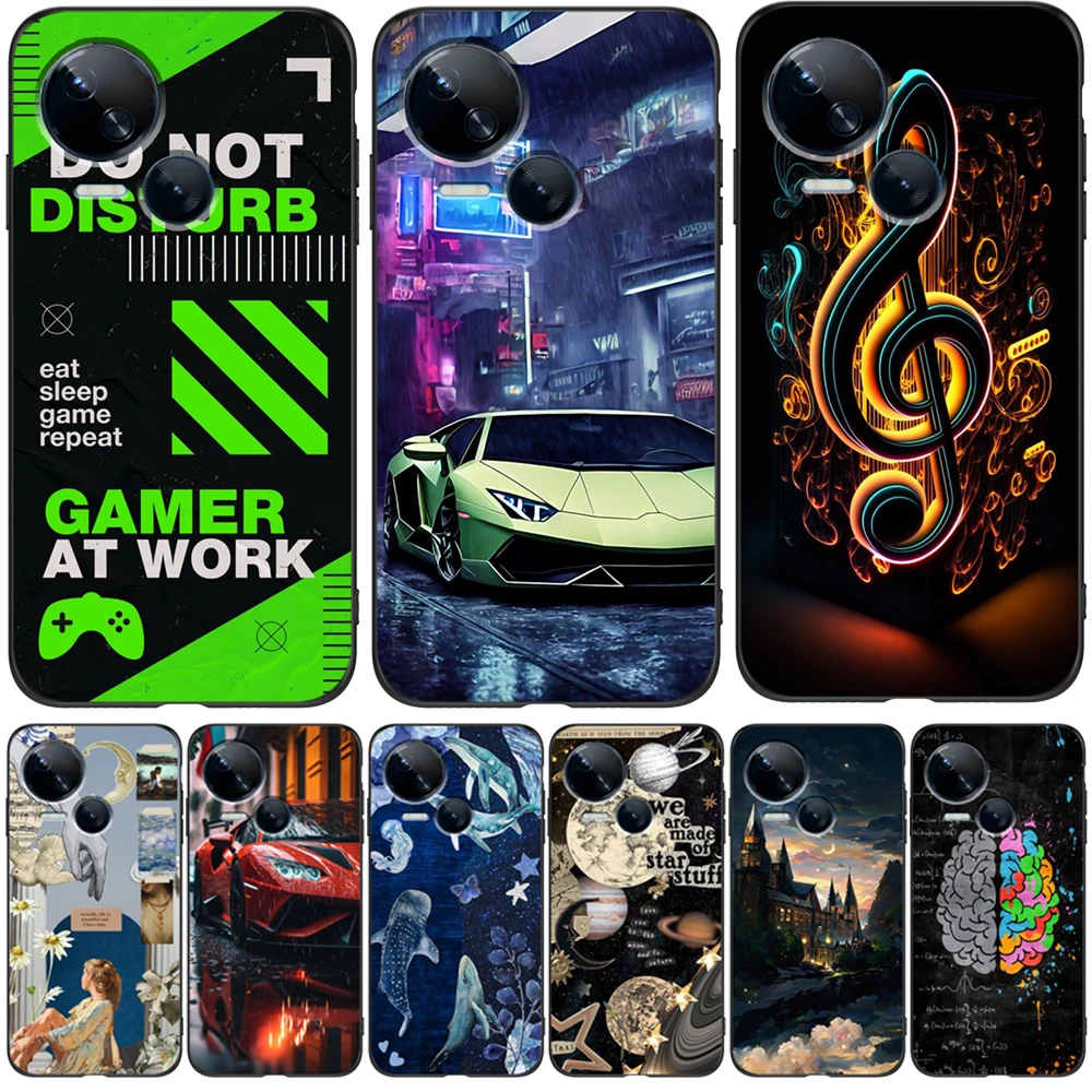 Custodia Per Tecno Spark 10 5G (K18) Cover Posteriore In Silicone Per Telefono Custodia In Tpu Nero Gioco Per Auto E Gatti