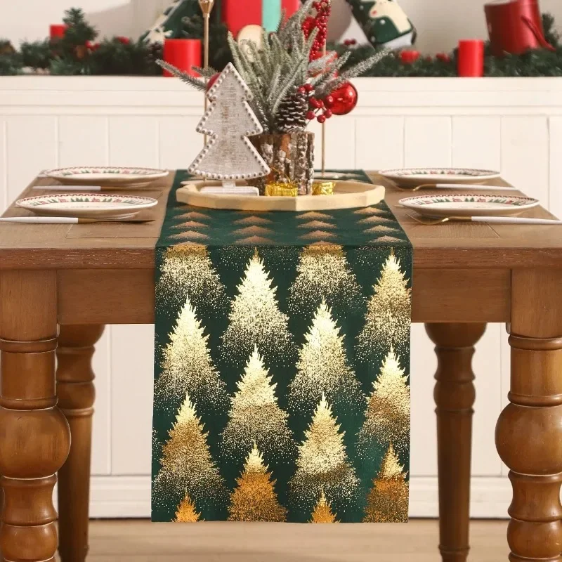 

Christmas Tree Decoration Table Runner Stocking Kitchen Party Holiday New Year Decoration Dinner Dresser Tablecloth