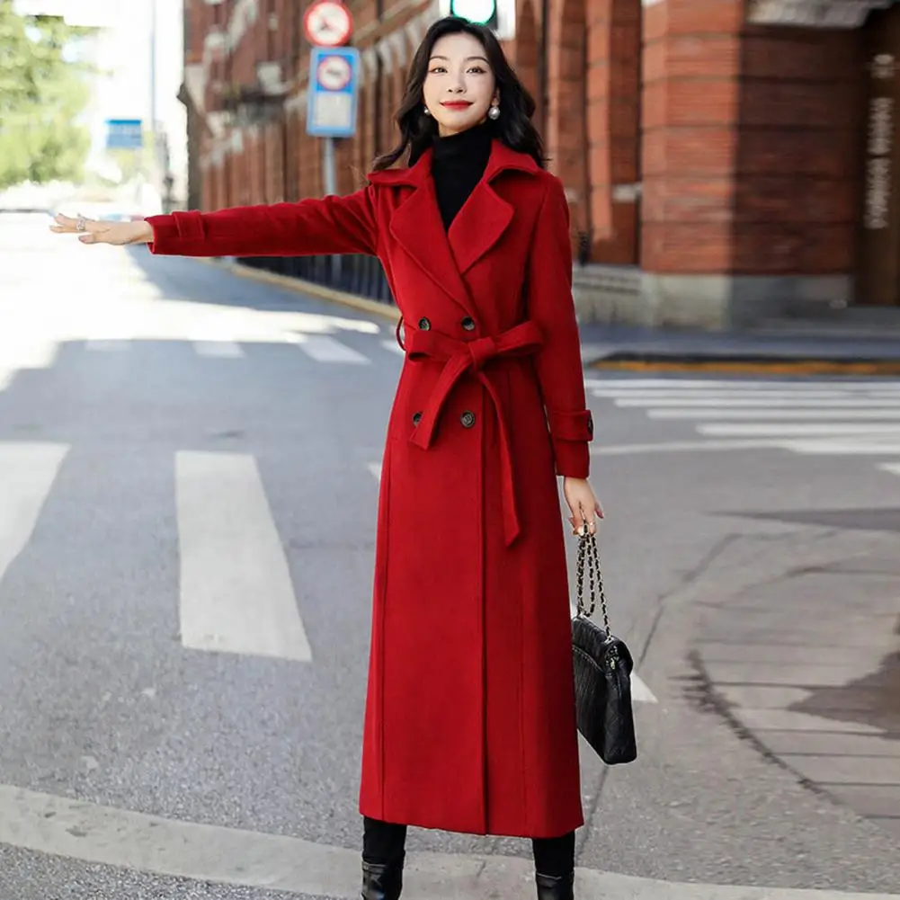 

Trendy Winter Coat Mid-calf Length Keep Warm Soft Notch Collar Winter Overcoat