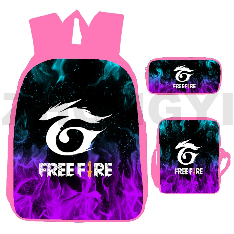 

Cartoon 3D Free Fire Garena Backpack for School Teenage Girls Women Travel Mochila 3 in 1 Pink Daily Free Fire Game Japanese Bag
