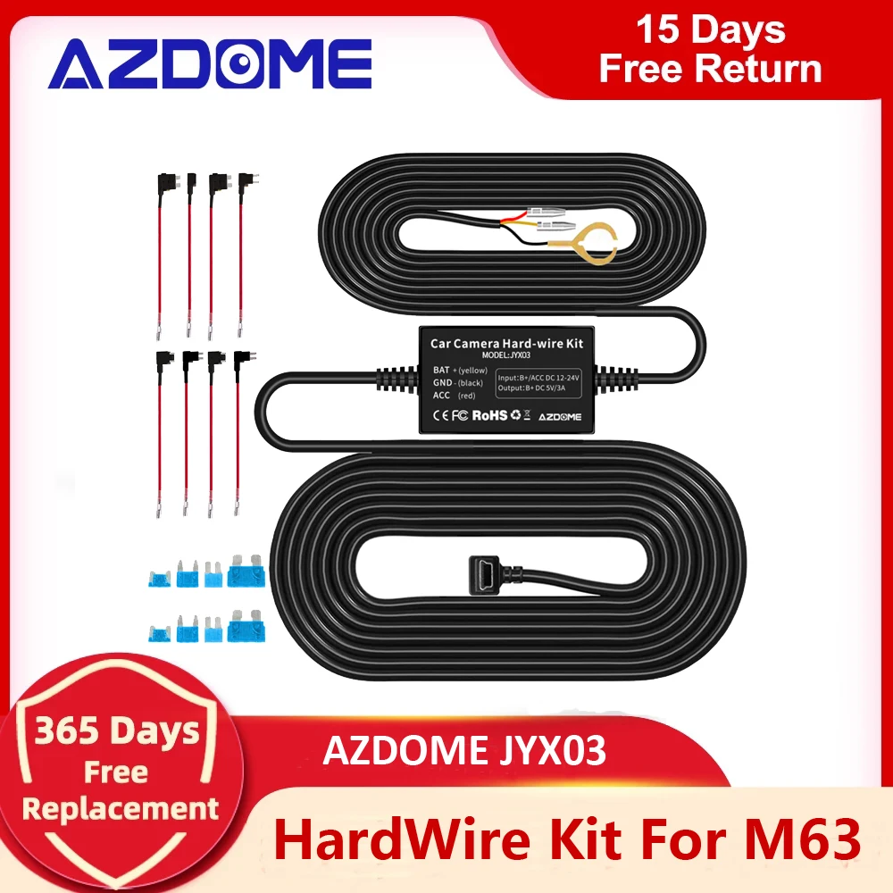 Azdome Car Recorder Hardwire Kit For M63 Low Vol Protection Mini Usb