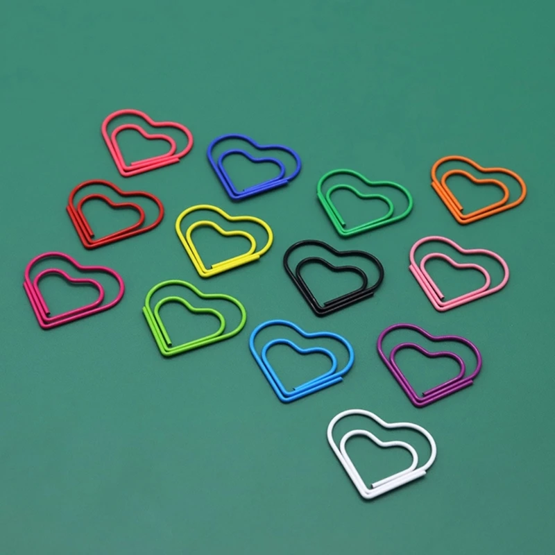 10 Pcs 금속 플래너 클립 학생을위한 작은 책갈피 하트 종이 클립