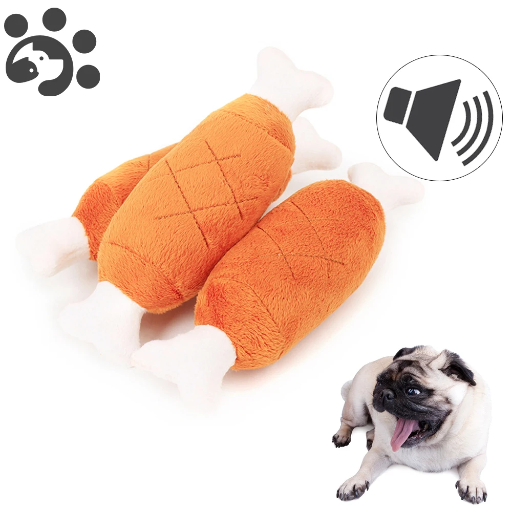 1Pc Brown Chicken Leg Bone Pet Funny Plush Toy,Creative Pet Chew Pet&rsquo;s Teeth Toys,Interactive Sound Toys,for Dogs and Cats
