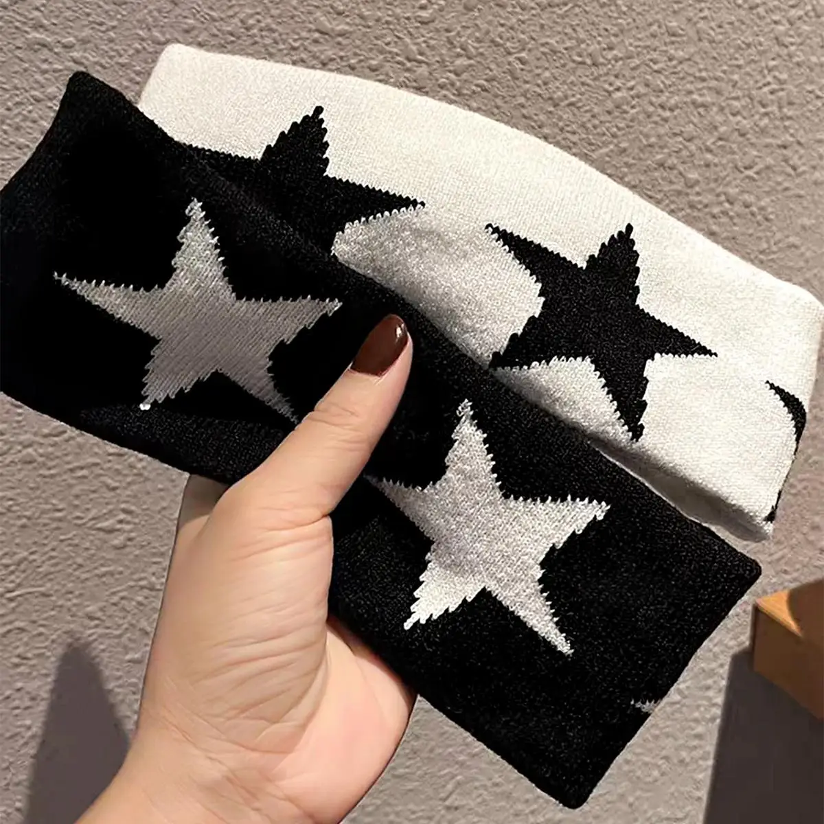 1/2Pcs Black White Star Headbands for Women Girls Yoga Workout No Slip Soft Hair Accessories Head Wraps Fashion Hairbands