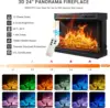 59'' Fireplace TV Stand, 3 Sided Glass Media Entertainment Center Console Table for TVs up to 65'' with Glass Door Adjustable 5