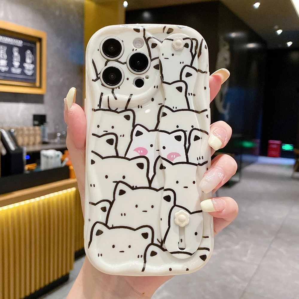 Cat Design Wrist Strap Phone Holder Case