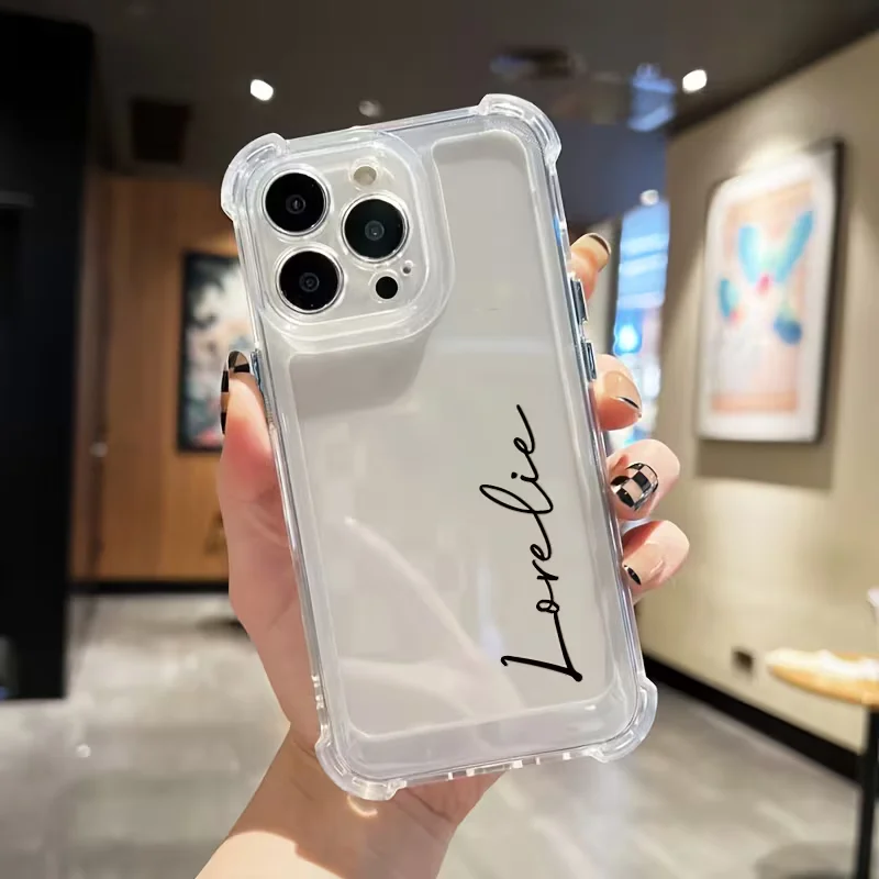Custom Name Letters Transparent Phone Case For iPhone 11 12