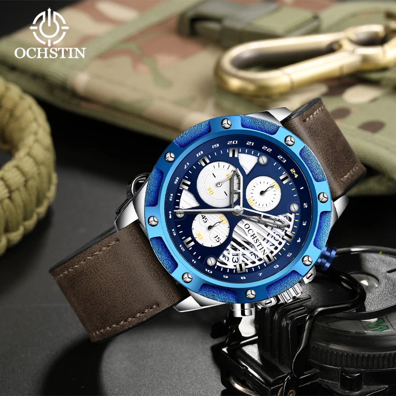 Ochstin New 2024 Pilot Series Personalized Trendy Style Multi functional Quartz Movement Waterproof Watch Men's Quartz Watch