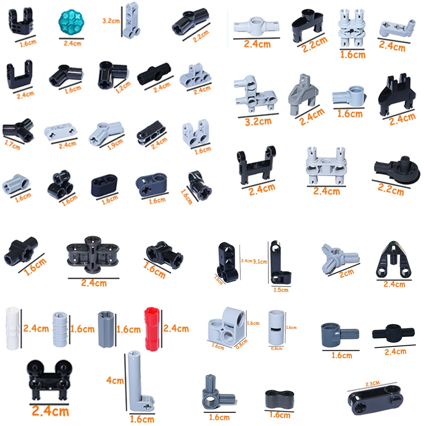 Building Blocks Technical Part MOC Driving Ring Axle Pin Bushing Shaft Bolt Hole Connector Angled Peg Cross Gift for Kids