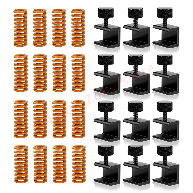 

12Pcs Adjustable Glass Bed Clips Fixed 3D Printer Clamps with 12Pcs Heating Bed Die Spring for Creality Ender 3/3 Pro/V2, CR10