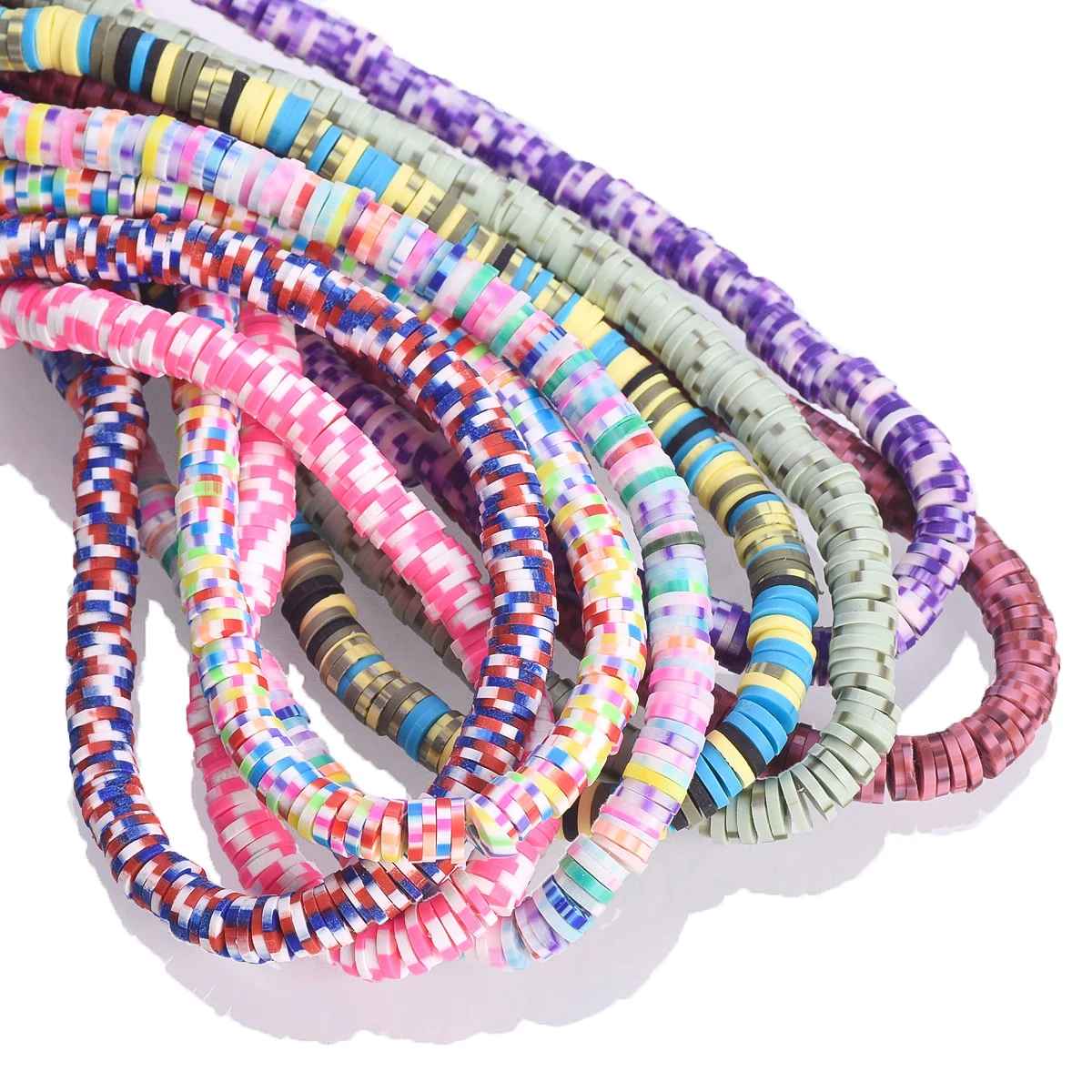 

1 Strand 330pcs 6mm Flat Round Polymer Clay Colorful Chip Disk Boho Slice Handmade Spacer Beads For Jewelry Making DIY Bracelet