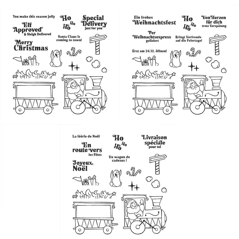 

Clear Silicone Stamps Santa Train Cargo Decor Candy Cane Xmas Tree Special Delivery Stamps DIY Craft Paper Cards Scrapbooking