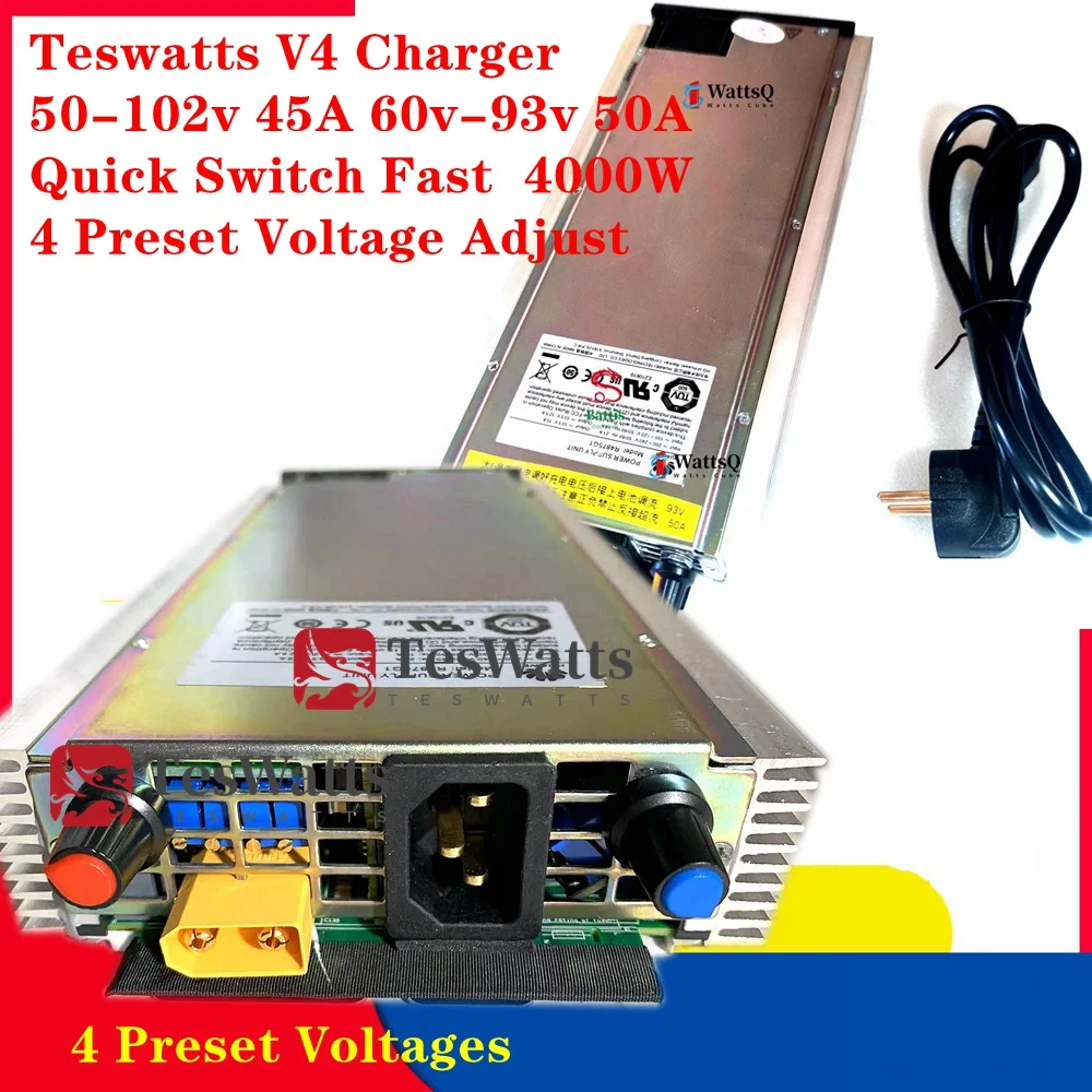 

Устройство для быстрой зарядки WattsCube V4, 50-102 в, 45 А, 60-93 в, 50 А, 4000 Вт, 4 предустановленных режима регулировки напряжения 25 А, 40 А, 20 А, 84 в, 72 В, 60 в, XT90